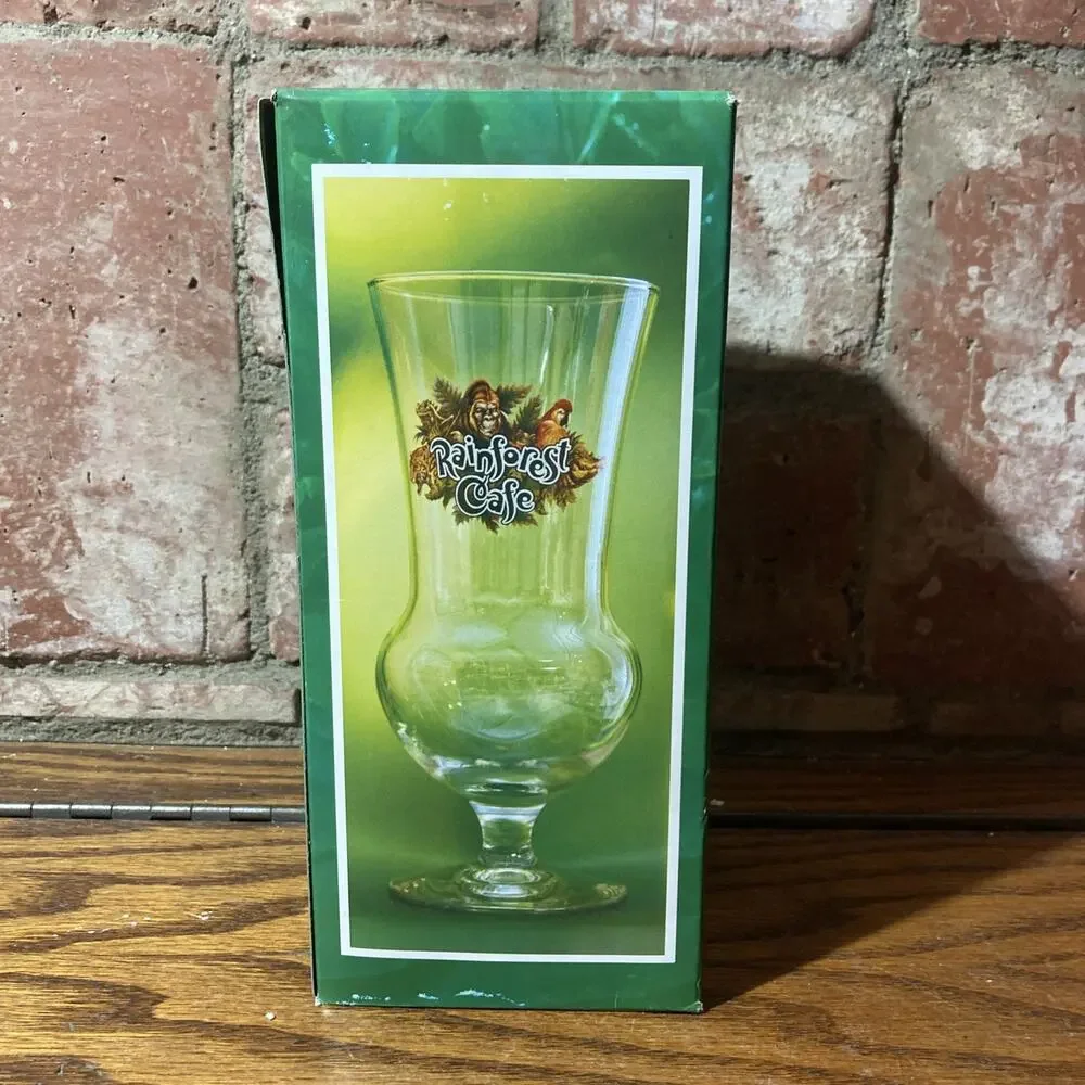 Rainforest Cafe Souvenir Nashville Hurricane Cocktail Glass 8” Tall New!